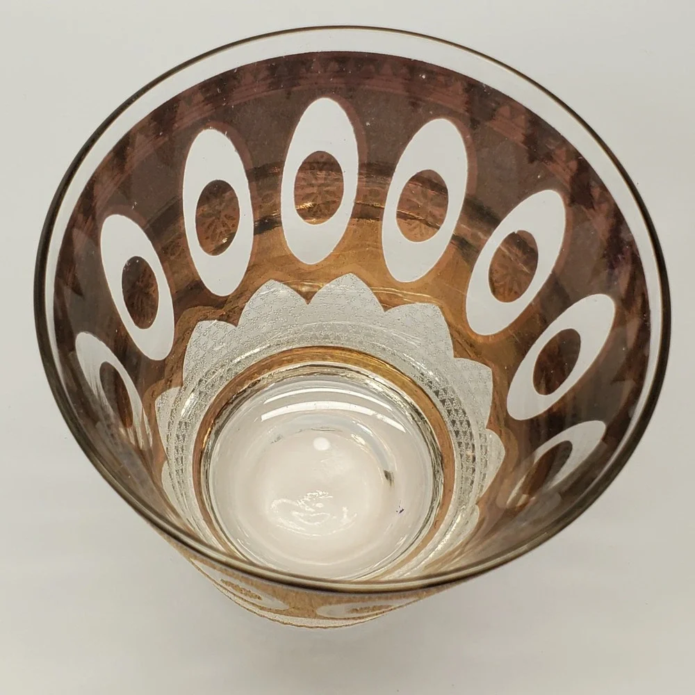 Culver Double Old Fashioned Glass Regency White Textured Medallion MCM QTY of 1